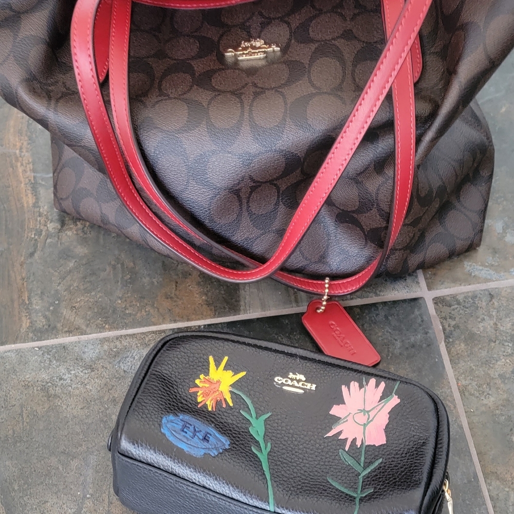 Coach purse with a nice cosmetic bag